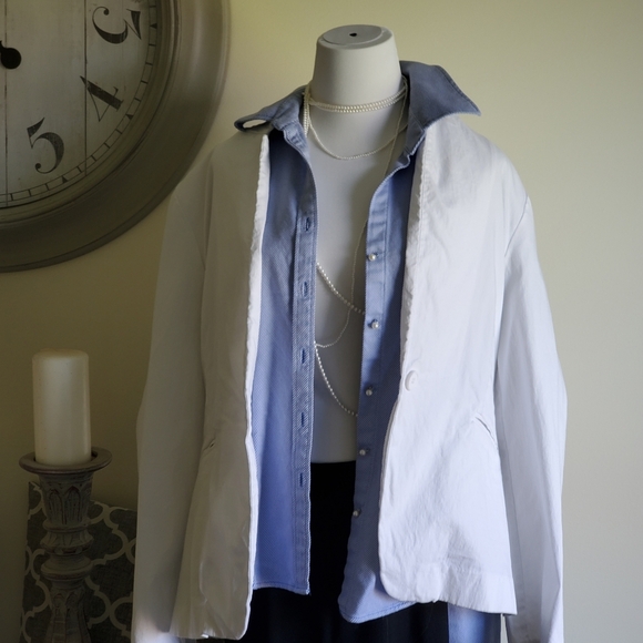 Zac & Rachel White Summer Blazer Jacket Size XL - Picture 1 of 9